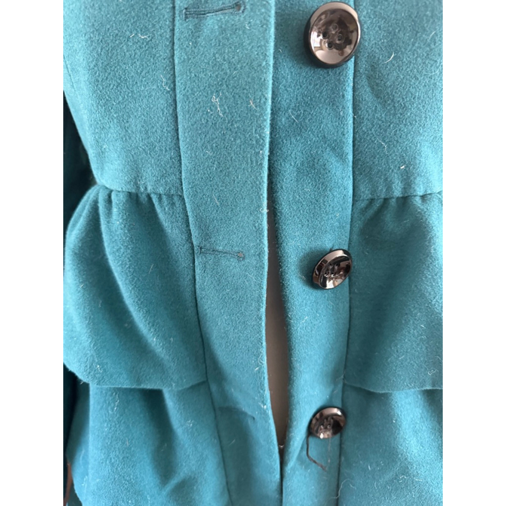 Women's Steve Madden Teal Ruffle Pea Coat S - Picture 4 of 9